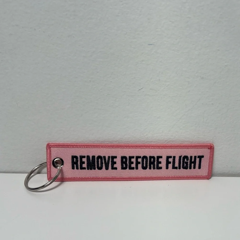 Pink Remove Before Flight Attendant Crew Luggage Travel Bag Tag Keychain